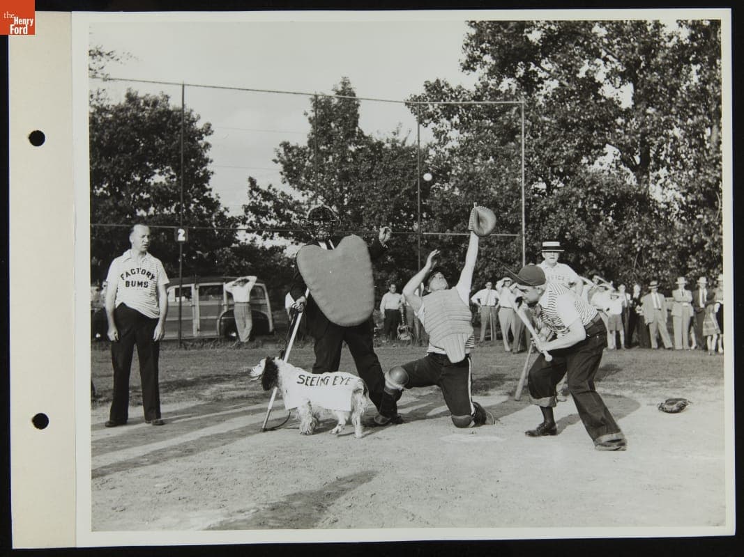 "Office Jerks" vs. "Factory Bums," Ford Baseball Team Game, September 1942