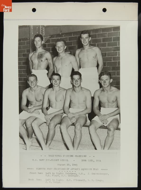Regimental Swimming Champions, U.S. Navy Pre-Flight School, Iowa City, Iowa, August 1943