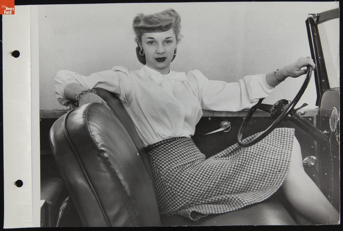 Designer Leota Carroll Modeling the Ford "Estate Wagon" Custom-Built for Henry Ford II, January 1945