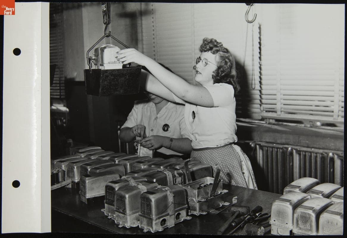 Women Making Electric Harnesses for B-24 Bombers at Phoenix Mills, September 1944