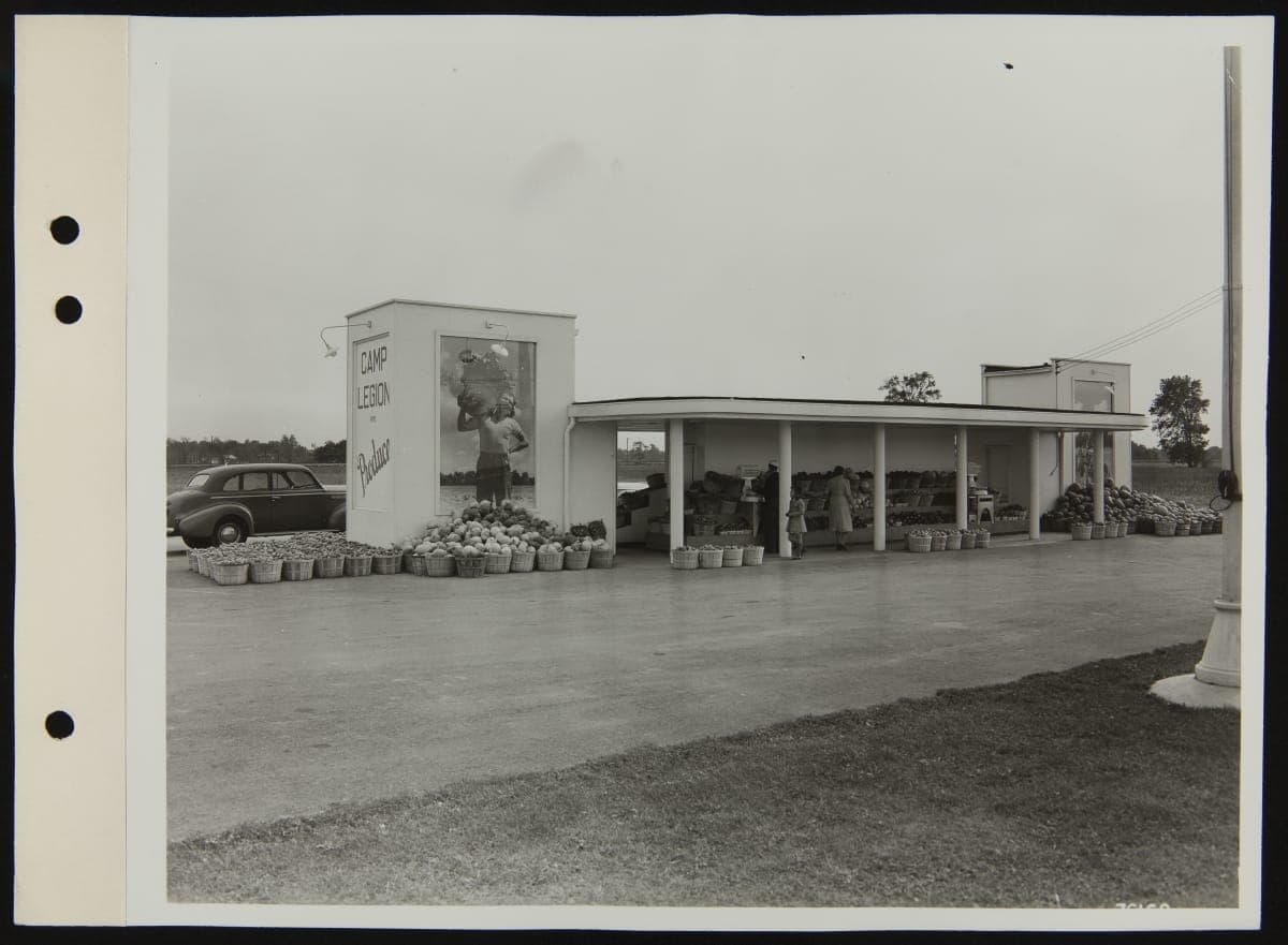 Camp Legion Produce Stand at Michigan and Greenfield Roads, Dearborn, Michigan, October 1942