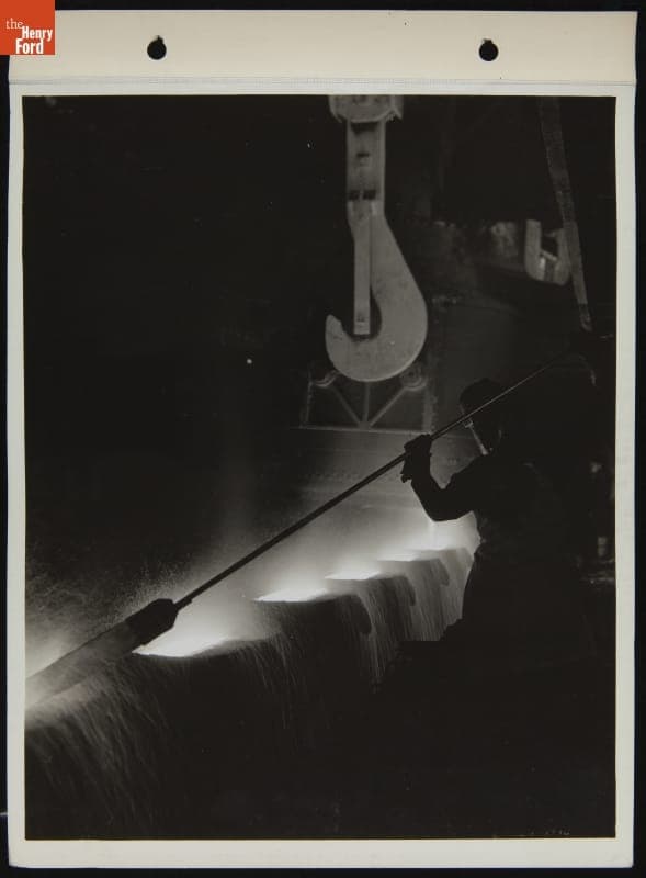 Pouring 10-ton Ingots and Removing Slag, Ford Rouge Plant Open Hearth Building, 1936