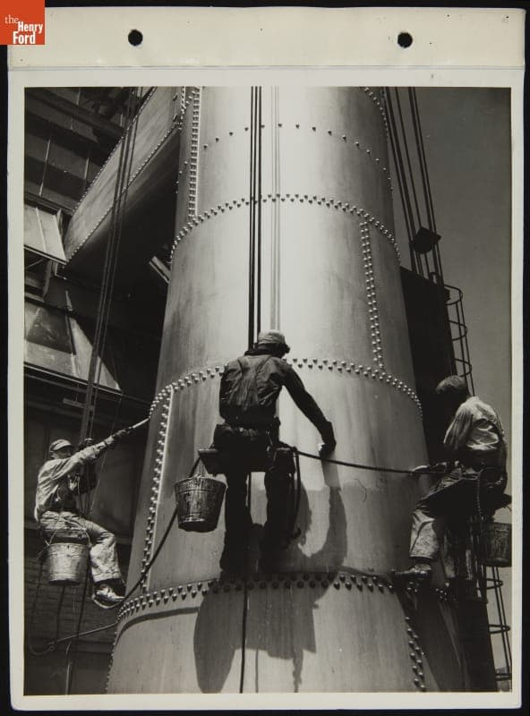 Men Painting Smoke Stack, Rouge Glass Plant, July 1935