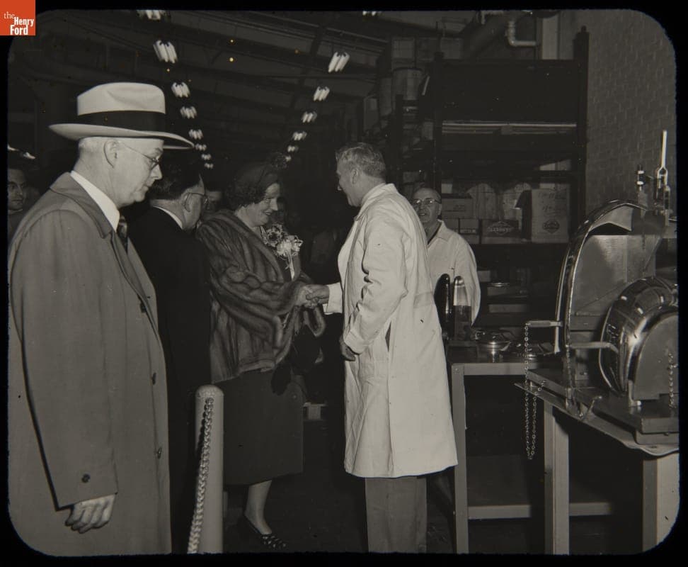 Queen Juliana Greeting Worker While Touring the Ford Rouge Plant, April 15, 1952