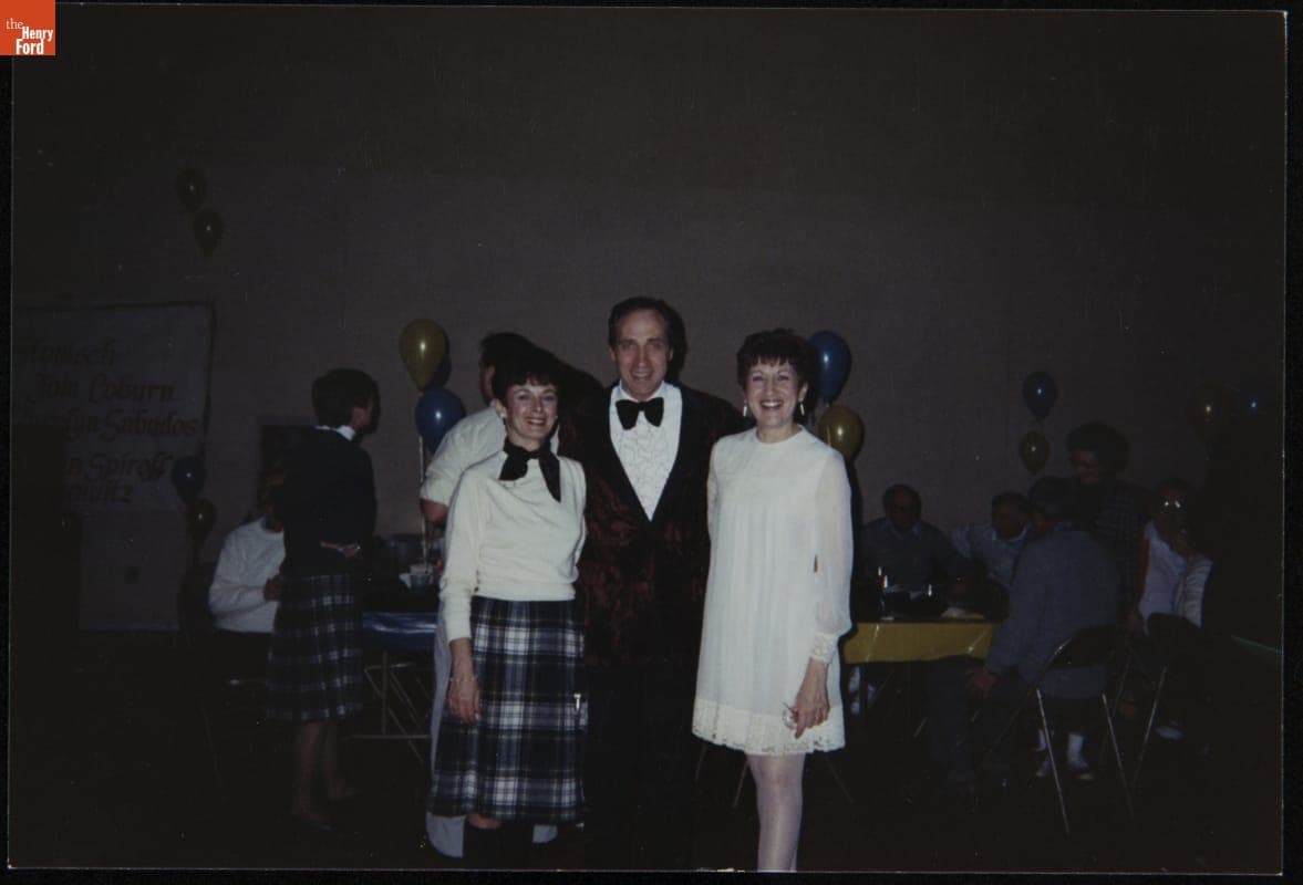 Rose Wiggle Wearing Her 1968 Wedding Dress at Her Birthday Party, 1990