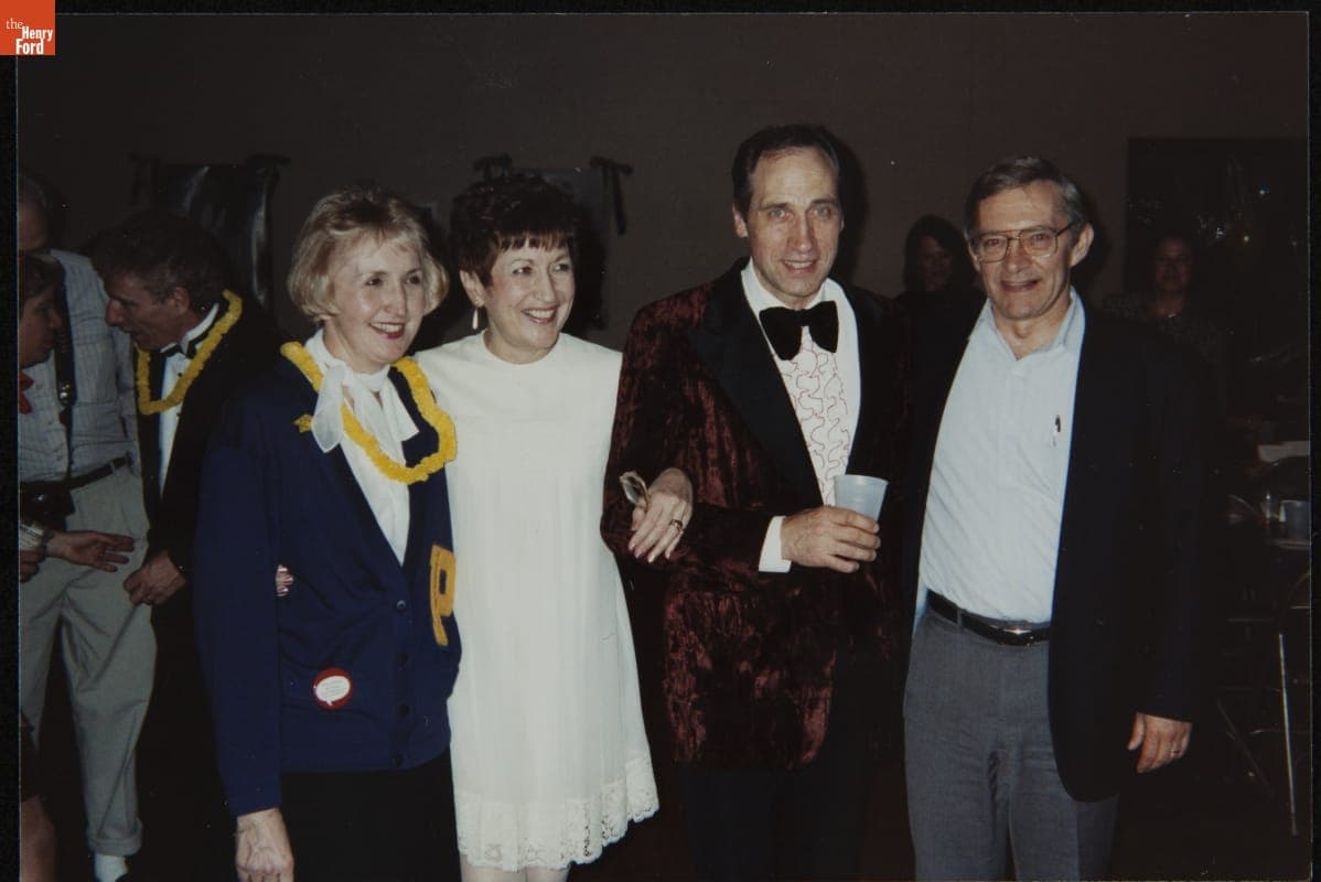 Rose Wiggle Wearing Her 1968 Wedding Dress at Her Birthday Party, 1990