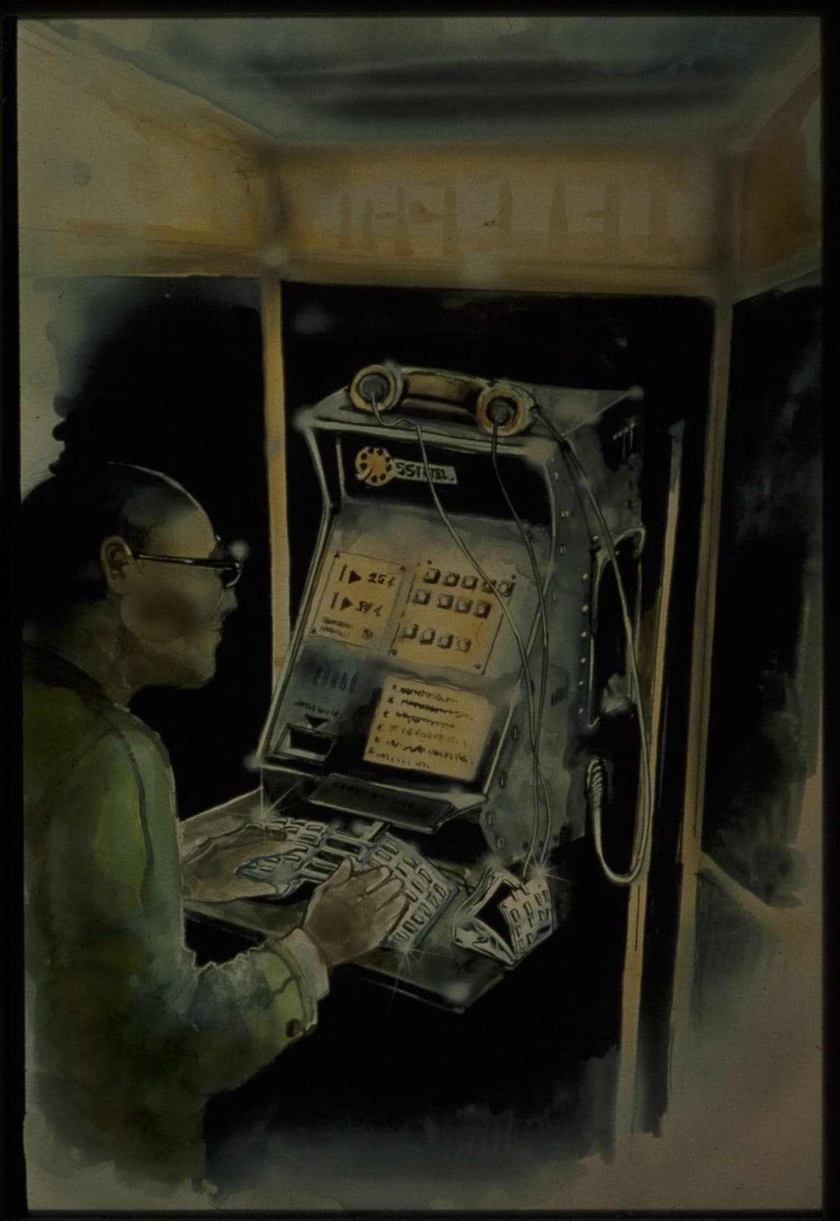 Drawing of Walking Office Wearable Computer Prototype, circa 1984