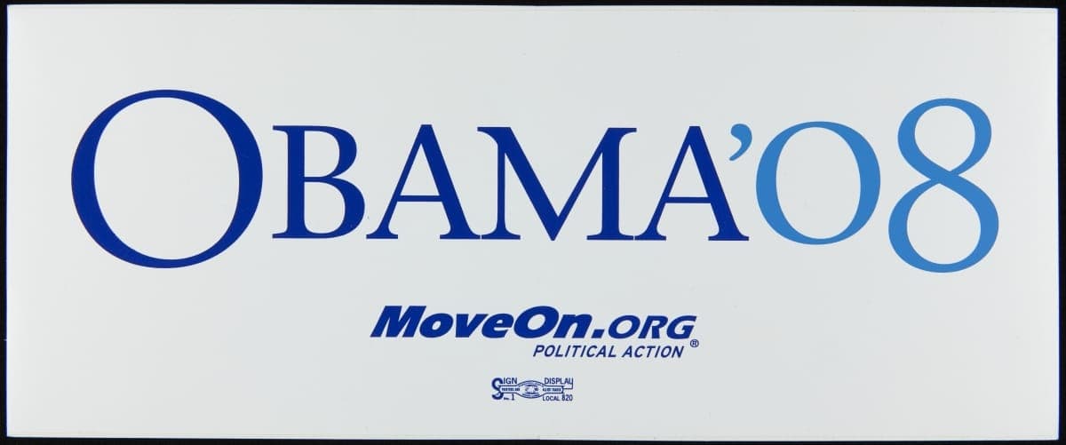 Obama '08 MoveOn.org Bumper Sticker, 2008