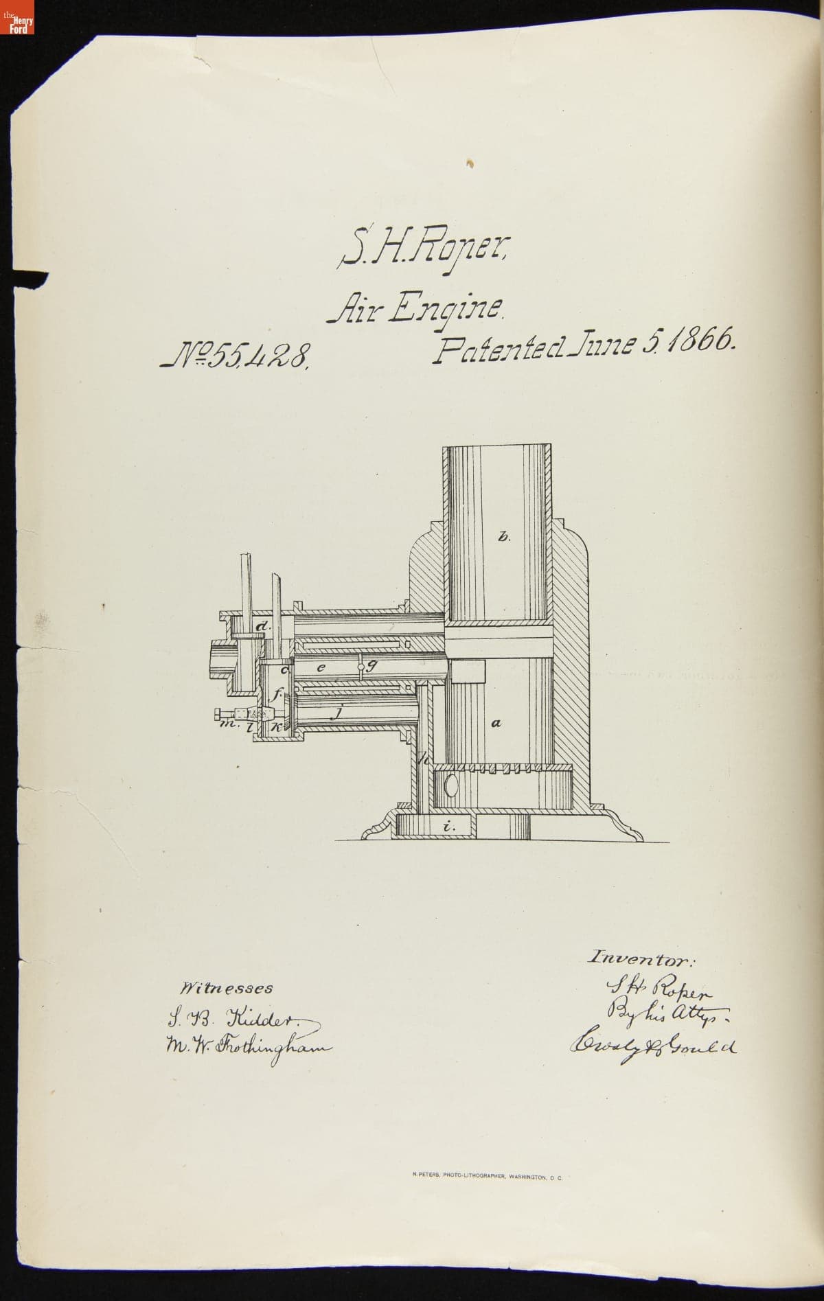 Improvement in Hot-Air Engines, S. H. Roper, Specification Forming Part of Letters Patent No. 55,428, June 5, 1866