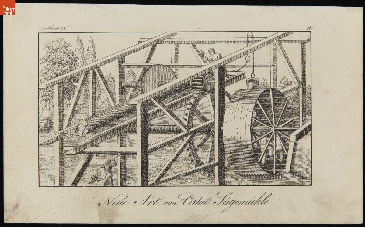 Neue Art von Cirkel Sagemuhle (New Kind of Circle Saw Mill), circa 1830