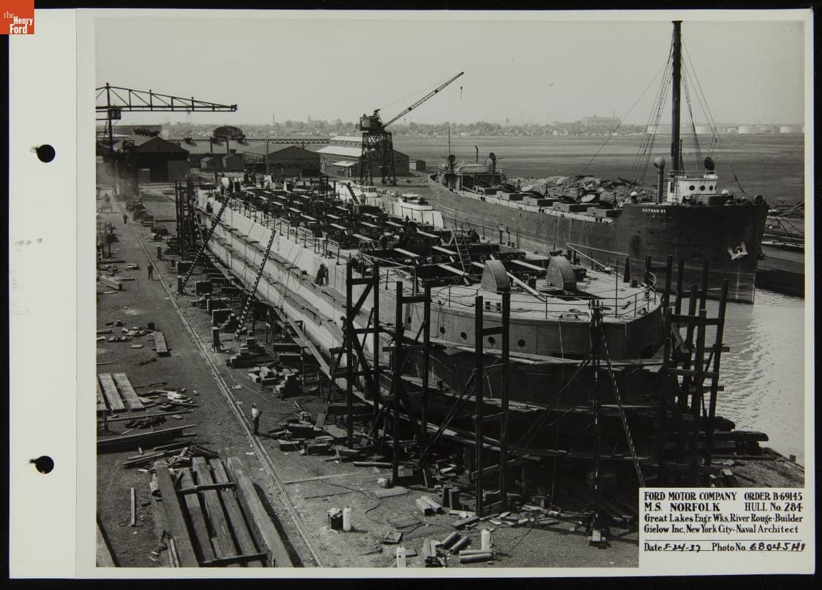 Ford Freighter "Norfolk" under Construction at Great Lakes Engineering Works, May 24, 1937