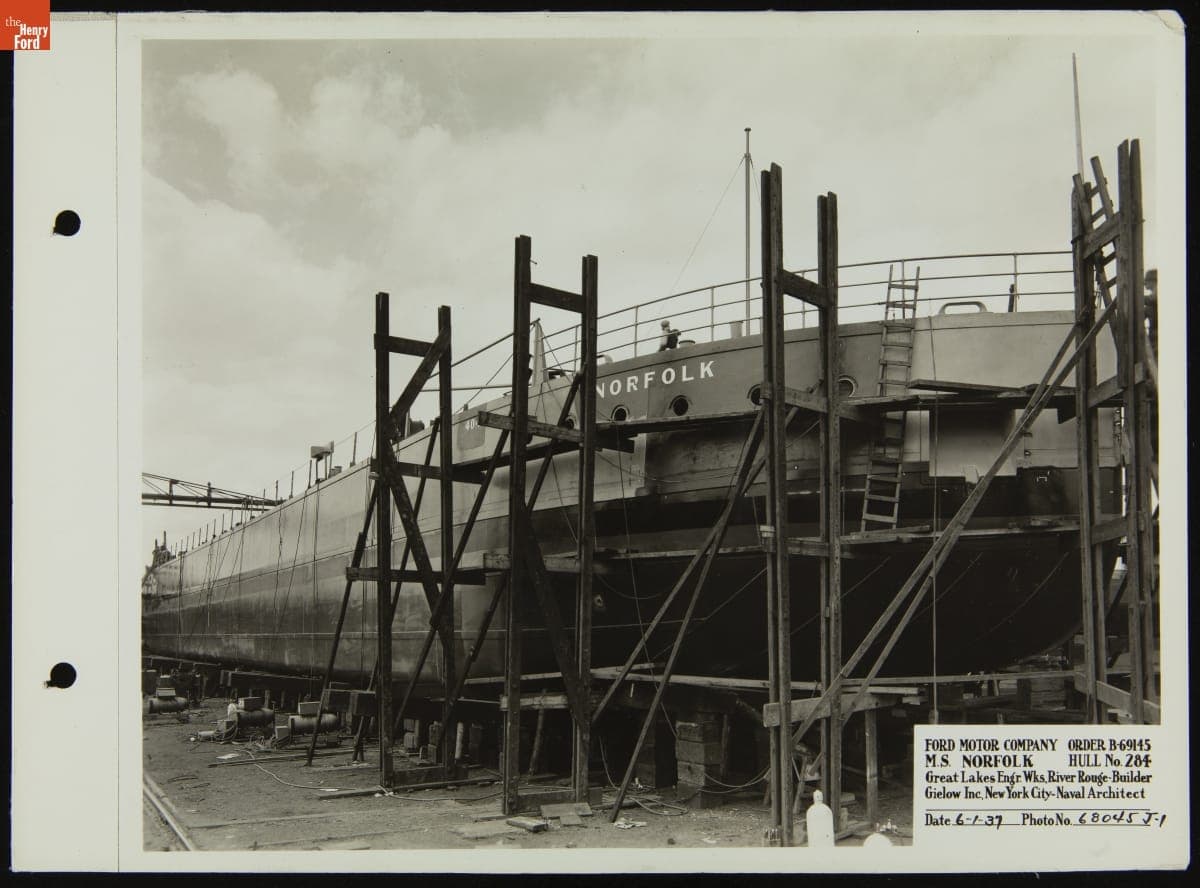 Ford Freighter "Norfolk" under Construction at Great Lakes Engineering Works, June 1, 1937