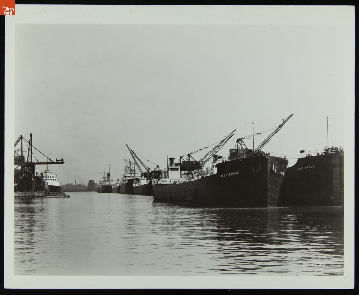 Ford Freighters in Boat Slip at the Ford Rouge Plant, April 28, 1931
