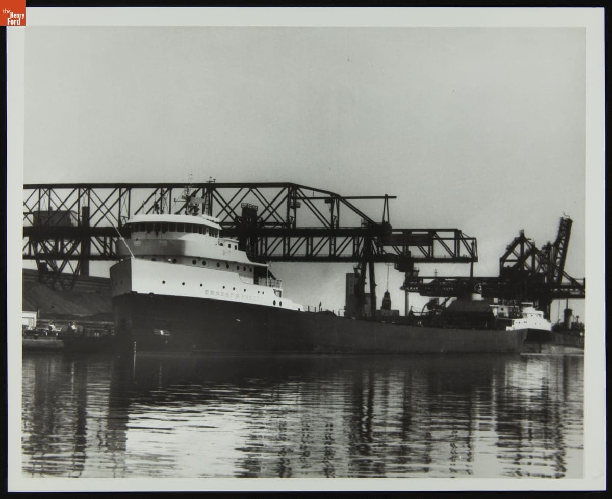 Ford Freighter "Ernest R. Breech" Docked at Rouge Plant, Dearborn, Michigan, circa 1962
