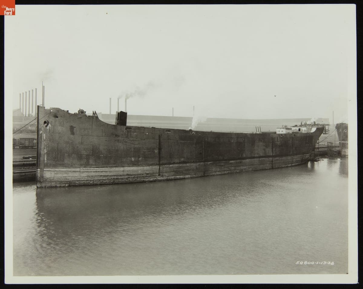 Ford Barge "Lake Frumet" in Boat Slip at the Ford Rouge Plant, January 13, 1928