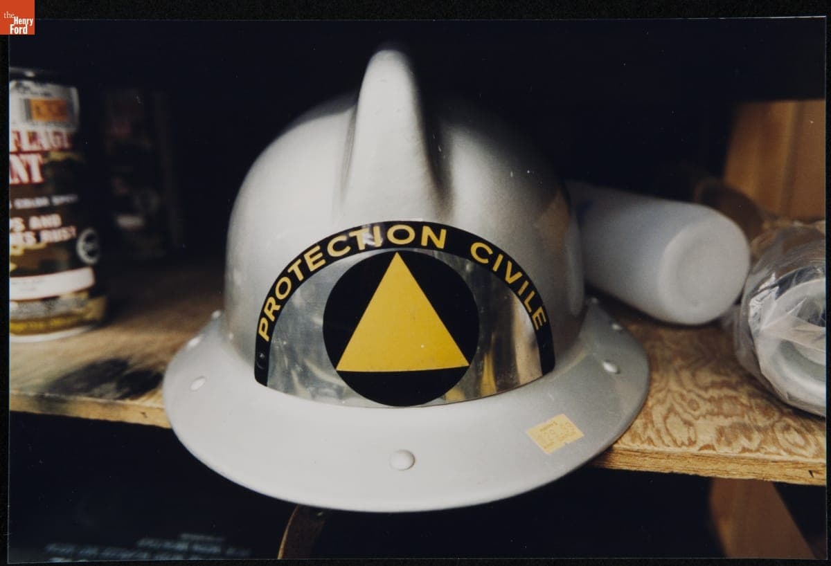 "Protection Civile" Hard Hat on a Shelf at Harry's Army Surplus, December 24, 1999