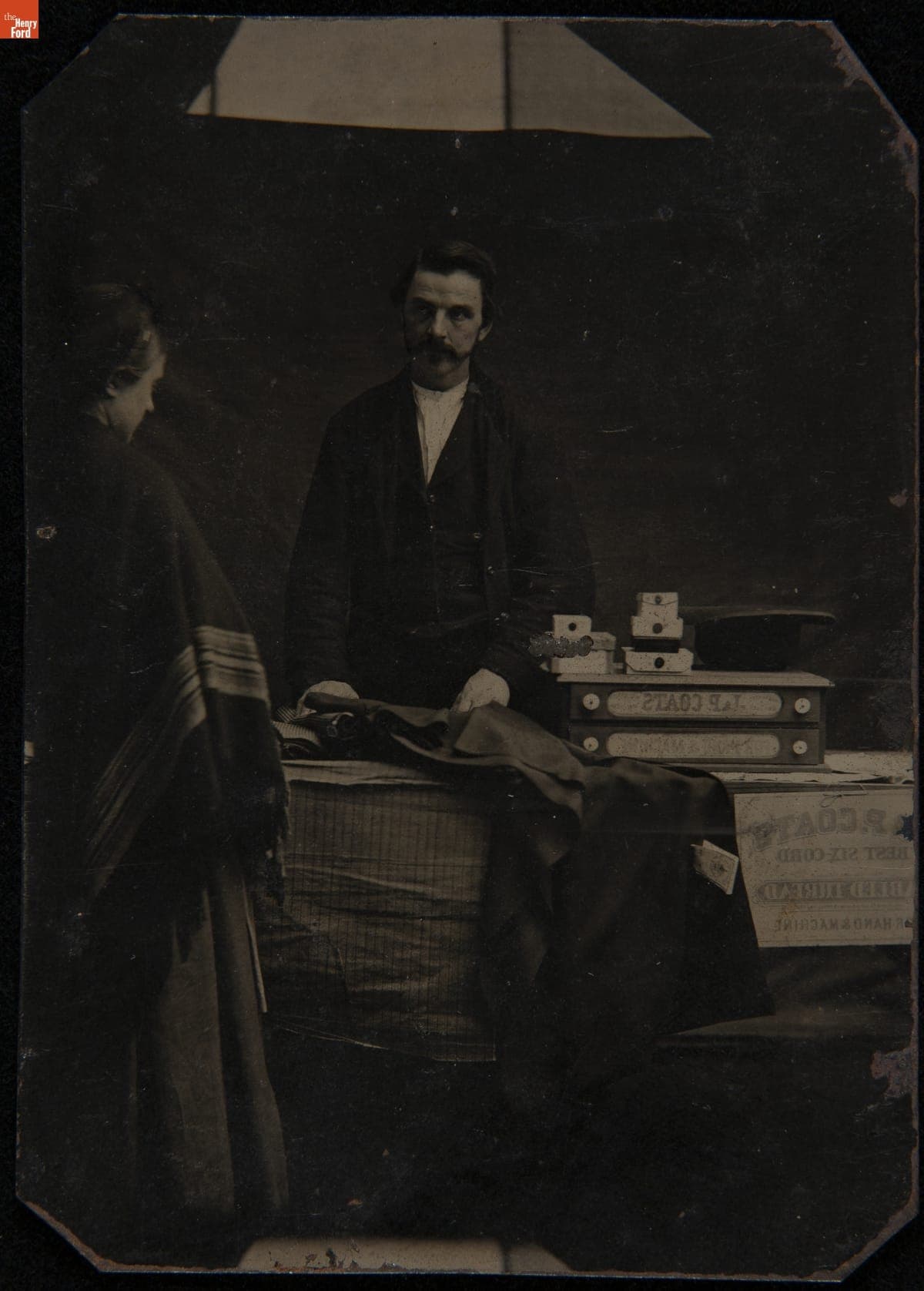 Salesman Displaying his Wares, circa 1860