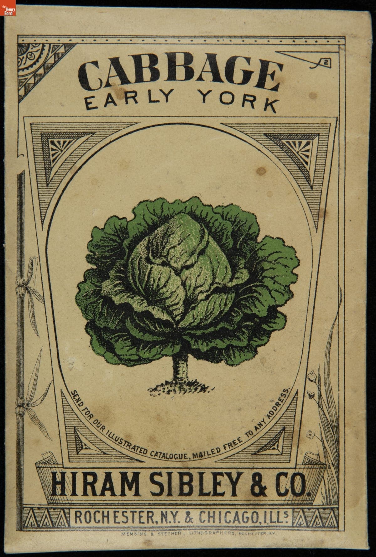 Hiram Sibley & Co. "Cabbage Early York" Seed Packet, Used in the C.W. Barnes Store, 1882-1888