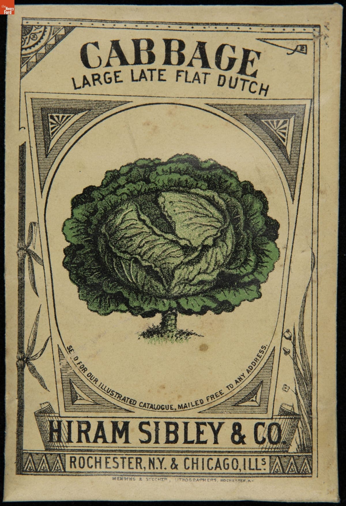 Hiram Sibley & Co. "Cabbage Large Late Flat Dutch" Seed Packet, Used in the C.W. Barnes Store, 1882-1888