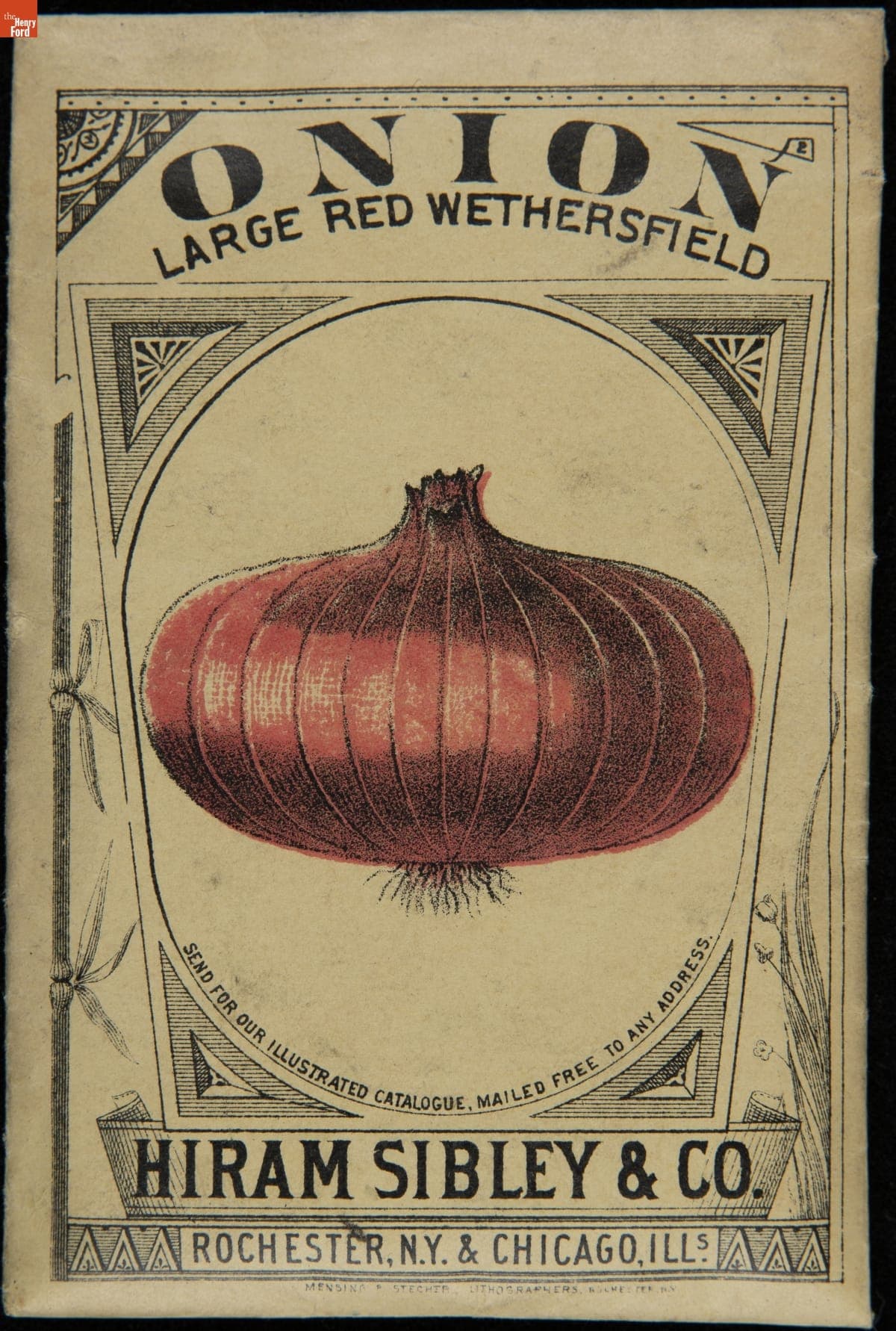 Hiram Sibley & Co. "Onion Large Red Wethersfield" Seed Packet, Used in the C.W. Barnes Store, 1882-1888