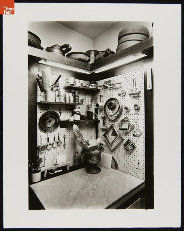 Equipment on Pegboard Wall in Pastry Preparation Corner of Julia Child's Kitchen, 1977