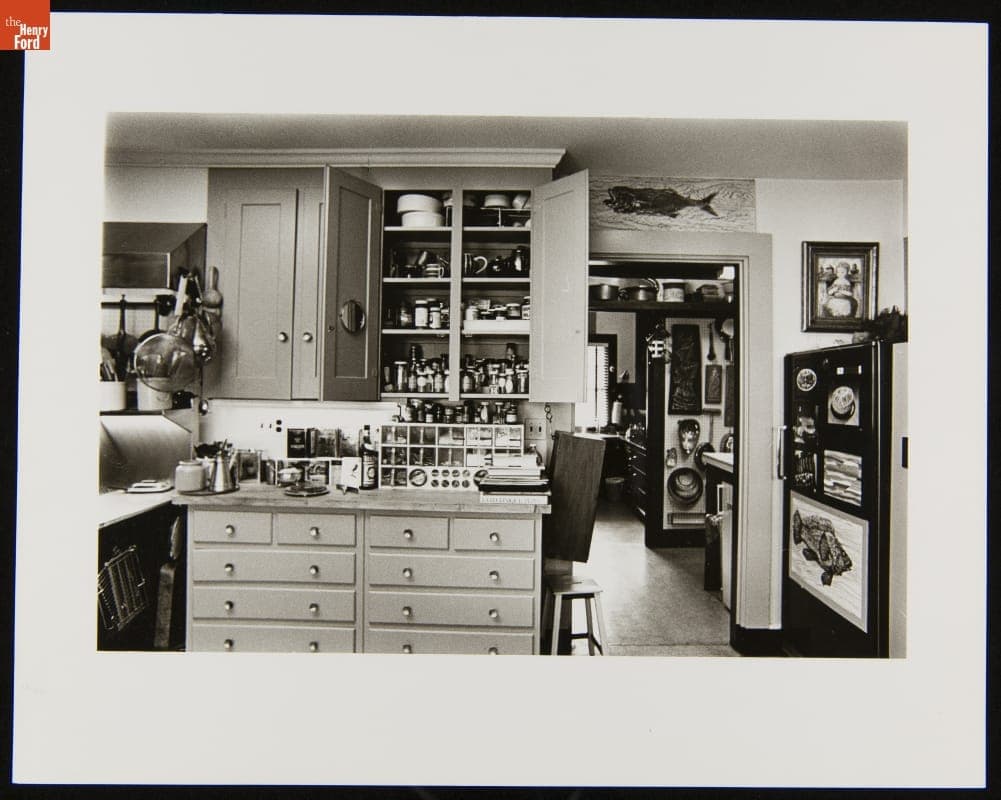 Kitchen Cabinets and Refrigerator in Julia Child's Kitchen, 1977