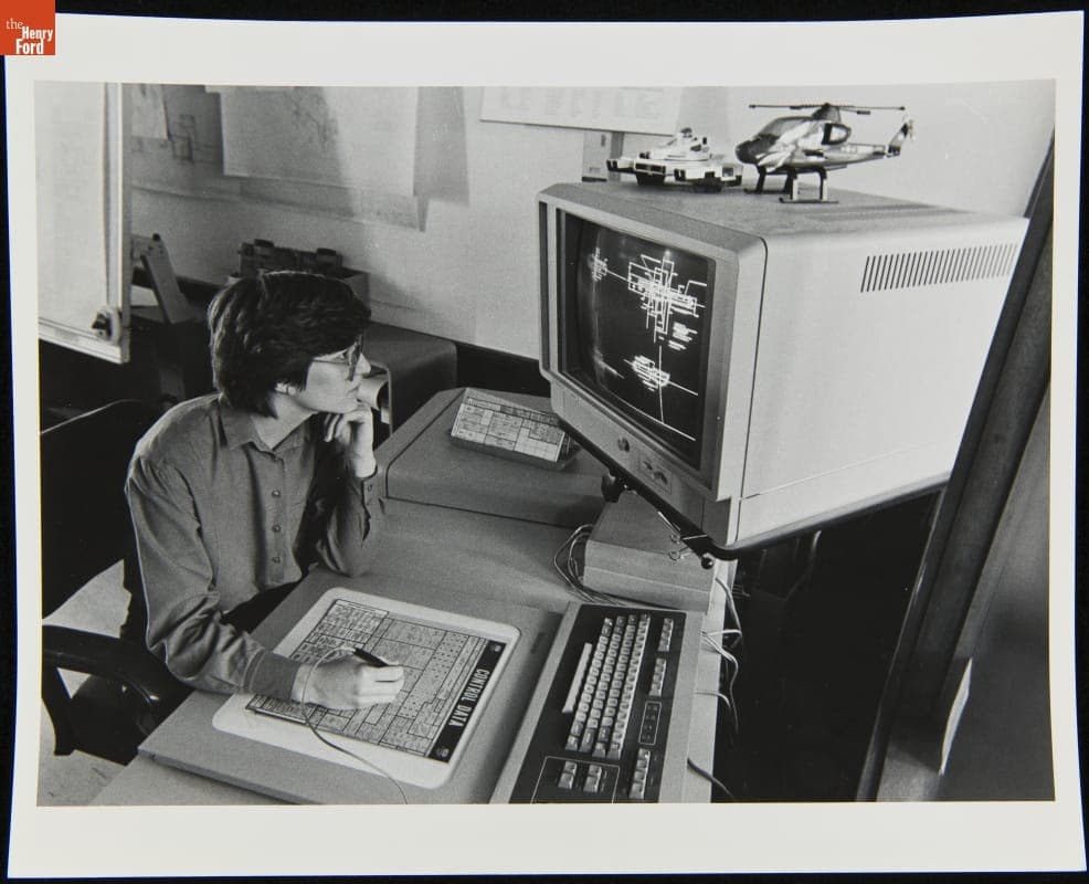 Fisher-Price Industrial Designer Uses Computer-Aided Design, circa 1990