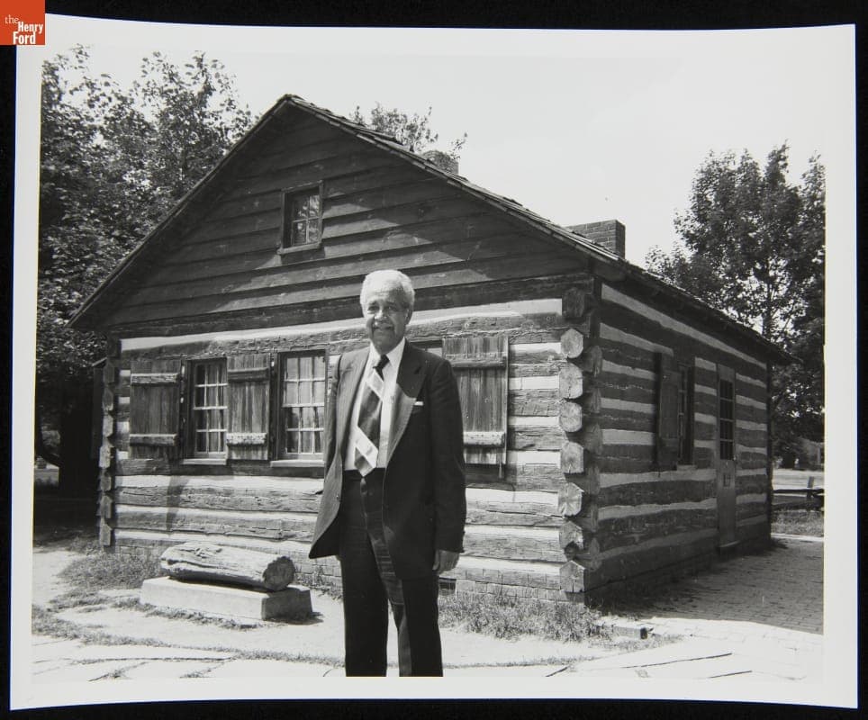 Austin W. Curtis Visiting the George Washington Carver Cabin in Greenfield Village, August 17, 1982