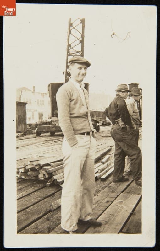 Hamid Durmisevich Standing on a Dock in Marshfield, Oregon, February 15, 1939