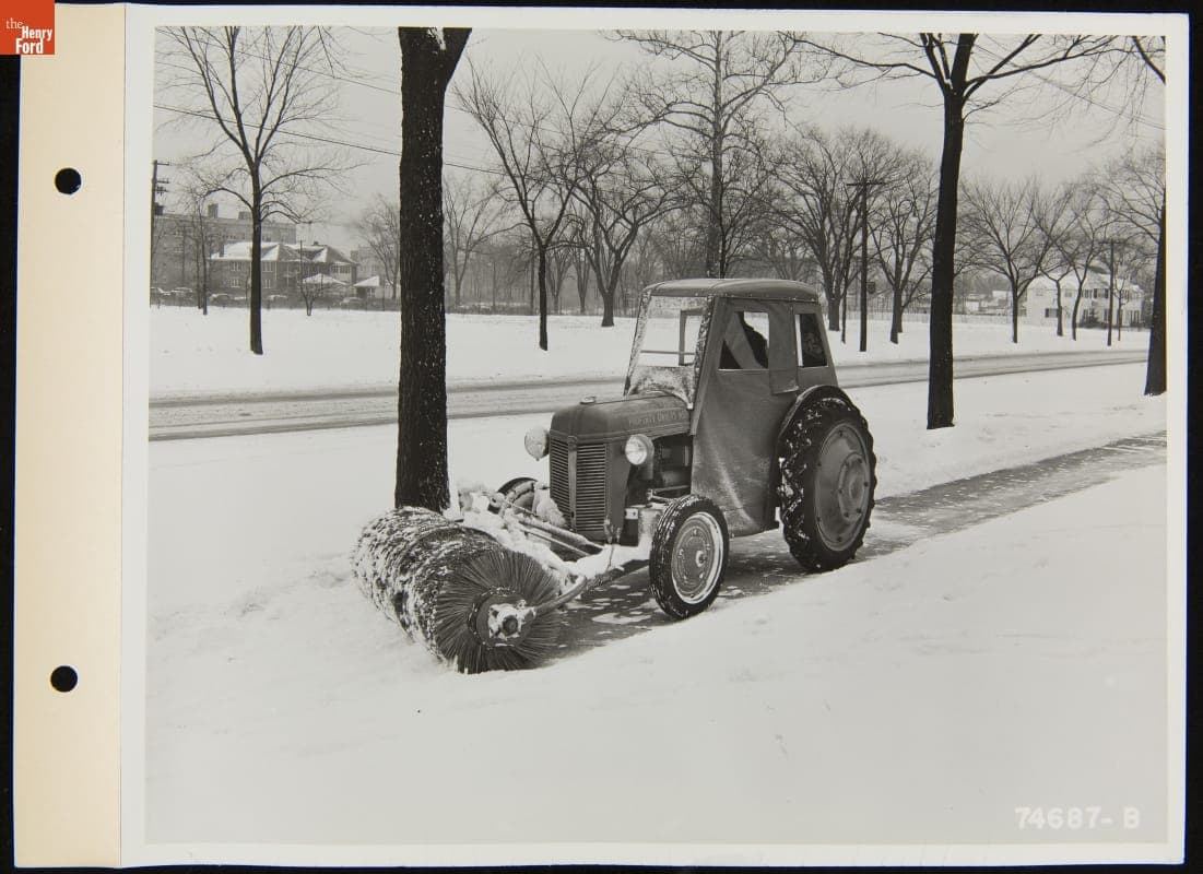 Detroit Golf Club Property Owners Association's Ford-Ferguson 9N Tractor Brushing Snow from Sidewalks, December 5, 1940