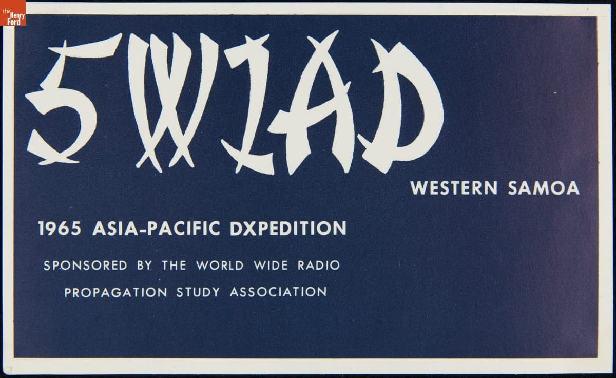 QSL Card from the 1965 Asia-Pacific Dxpedition in Western Samoa using Call Sign 5W1AD to W6DQZ (Hamid Durmisevich, Los Angeles, California), August 3, 1965