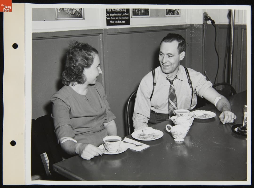 Ford Motor Company Administration Building Employees Snacking after Donating Blood, April 1942