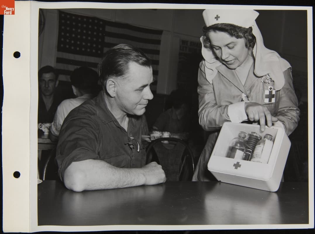 25,000th Blood Donor at the Ford Rouge Plant Pressed Steel Building, May 1943