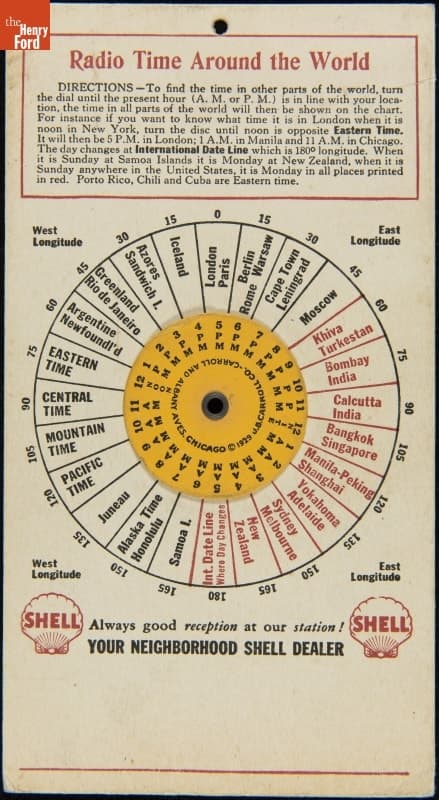 "Radio Time Around the World" Wheel Chart Promotional Giveaway, 1929
