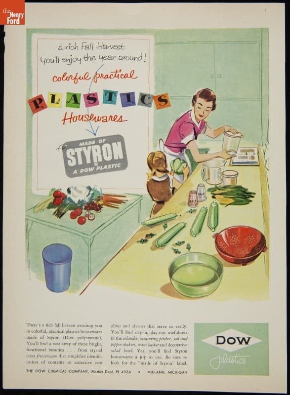 "Plastic Housewares Made of Styron, a Dow Plastic," circa 1952
