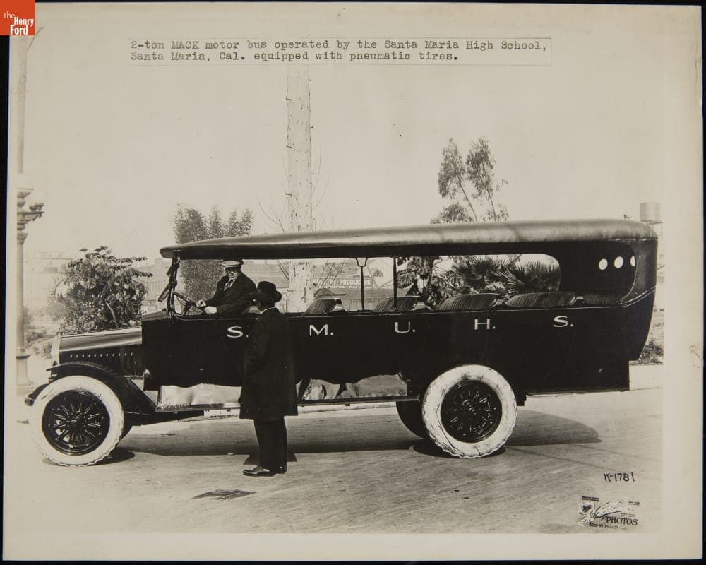 Mack Model AB 2-Ton Motor Bus Operated by Santa Maria High School, Santa Maria, California, 1911-1916