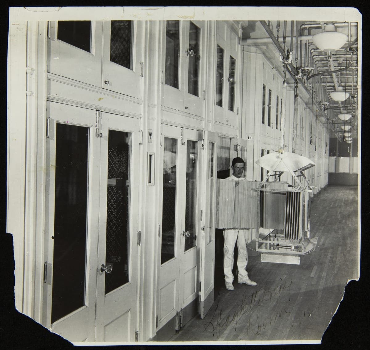 Employee Inspecting Noodles in a Spaghetti Drying Room, H. J. Heinz Company Main Plant, Pittsburgh, Pennsylvania, 1912