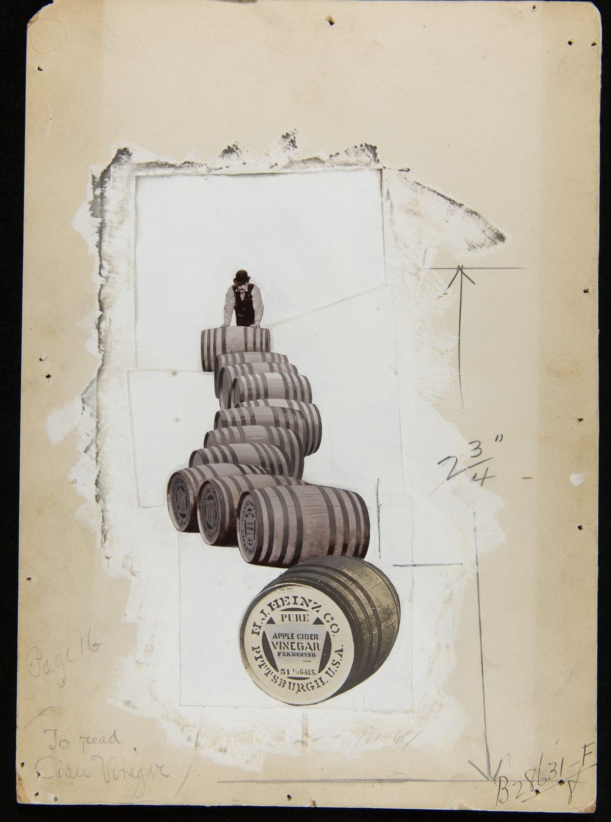 Advertising Layout for Heinz Apple Cider Vinegar, 1915-1925