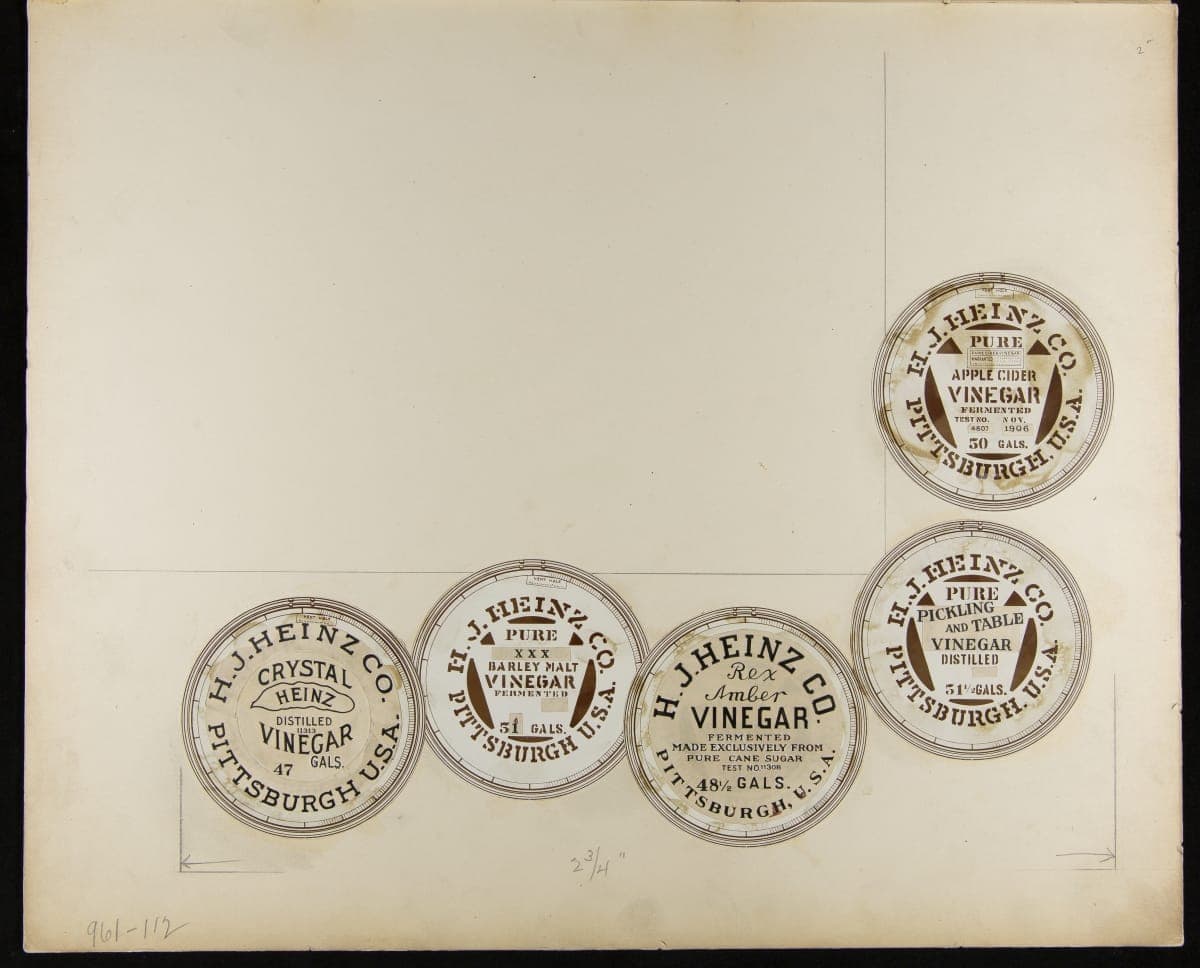 Advertising Layout of Heinz Vinegar Barrel Heads, January 7, 1910