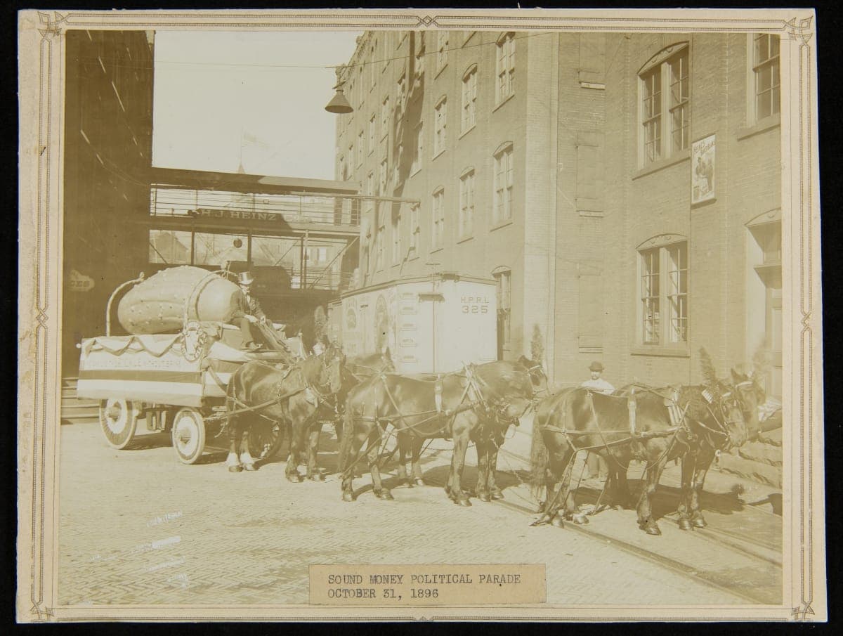 Heinz Float for the Sound Money Political Parade in Pittsburgh, Pennsylvania, October 31, 1896