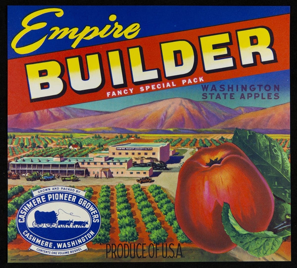 Crate Label, "Empire Builder Brand Washington Apples," circa 1950