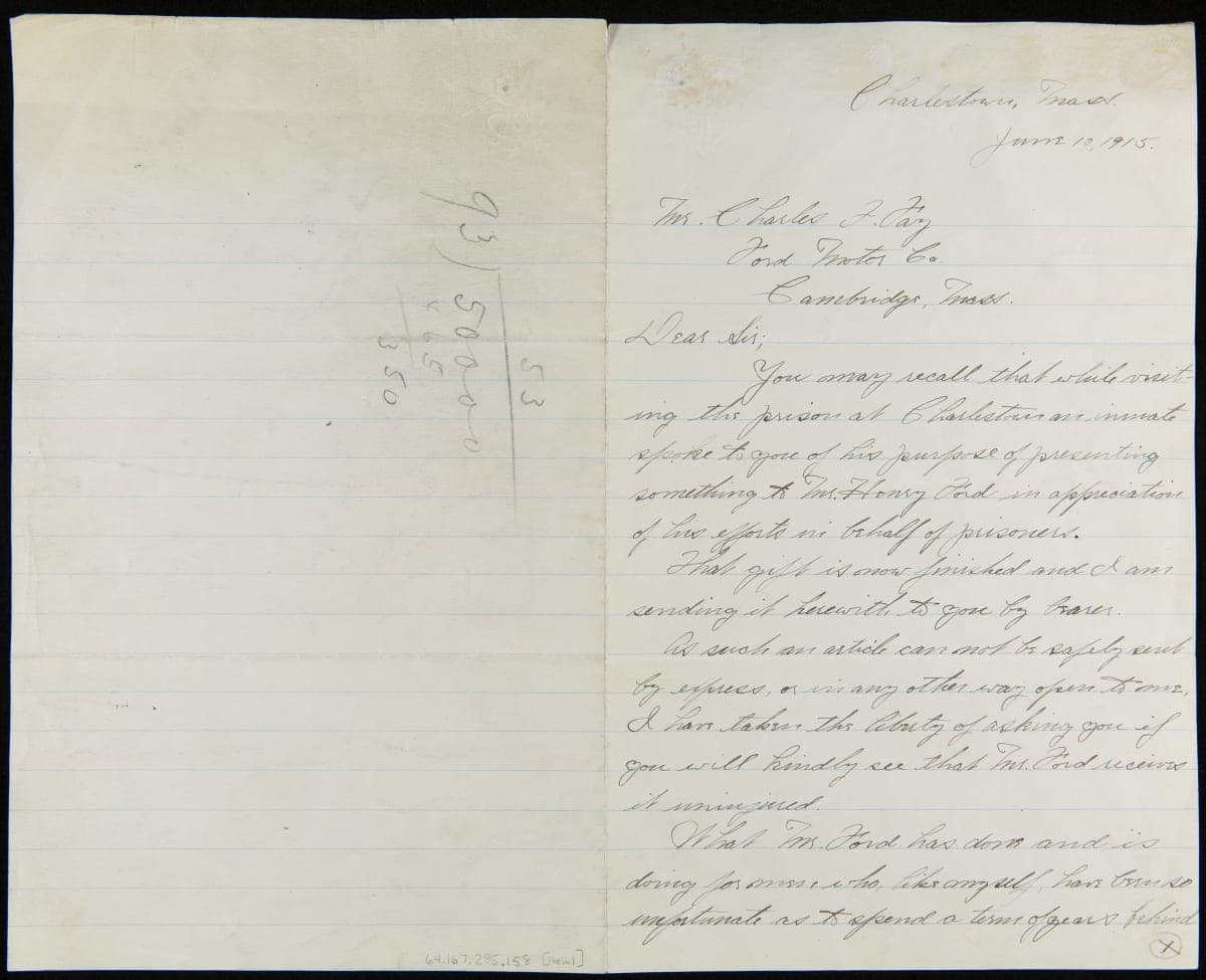 Correspondence regarding Patrick J. Culhane and the Diorama He Created and Gave to Henry Ford, June 1915-March 1922