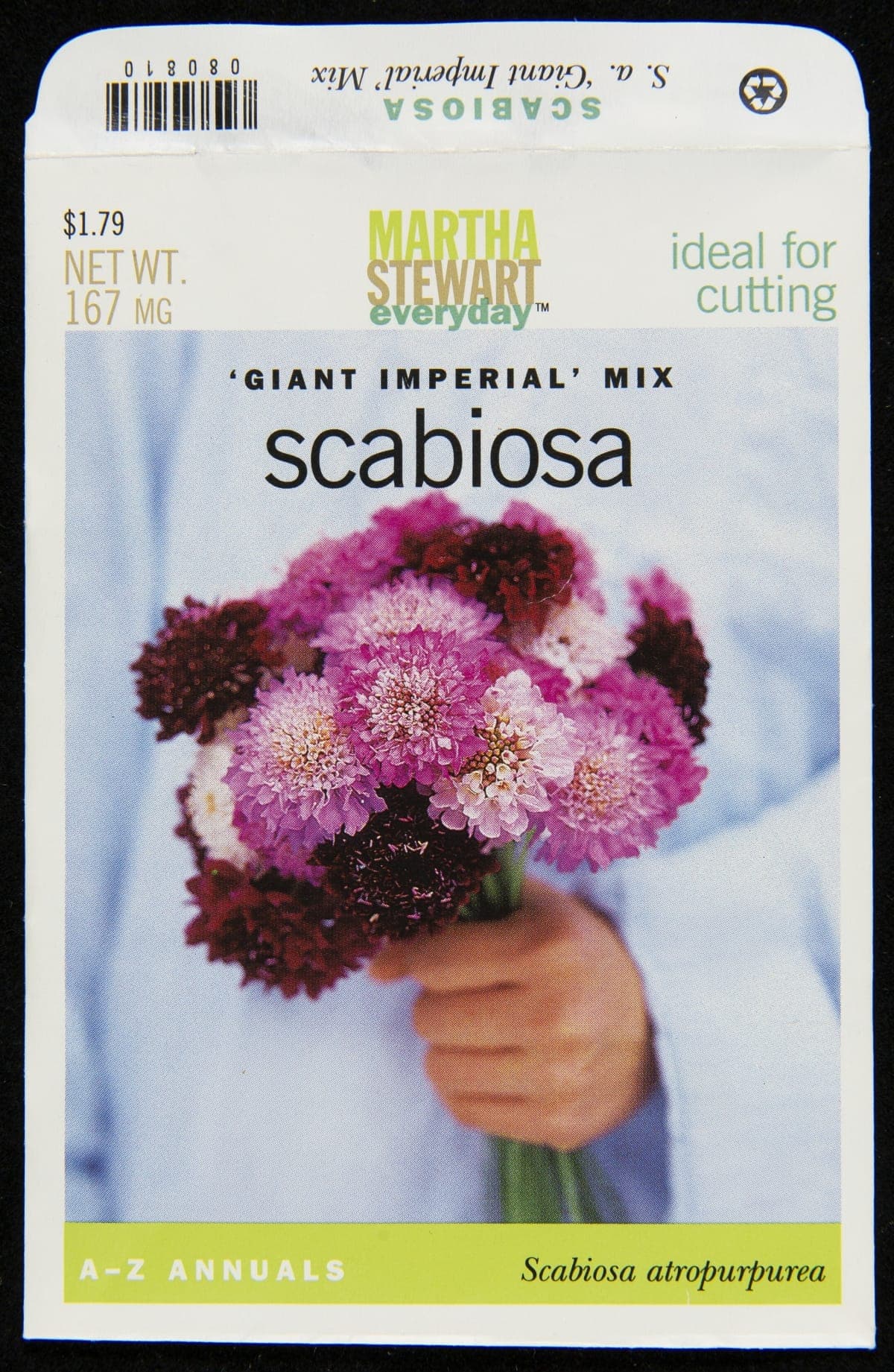 Martha Stewart "'Giant Imperial' Mix Scabiosa" Seed Packet, circa 2003
