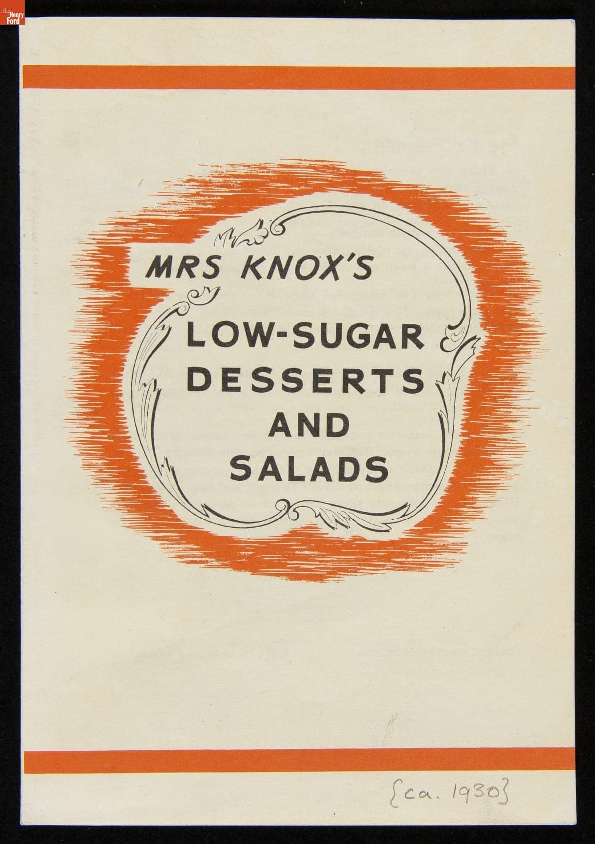 Recipe Booklet, "Mrs. Knox Low-Sugar Desserts and Salads," circa 1930
