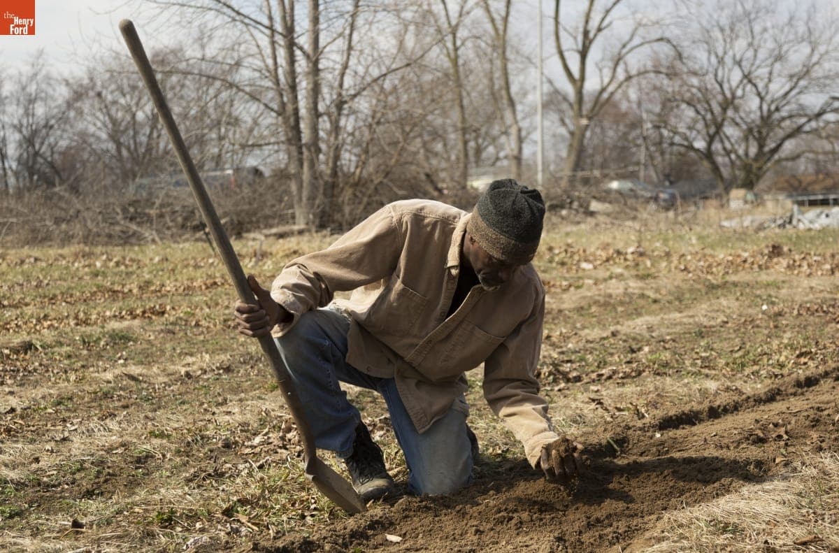 Melvin Parson Gardening during the Entrepreneurship Interview