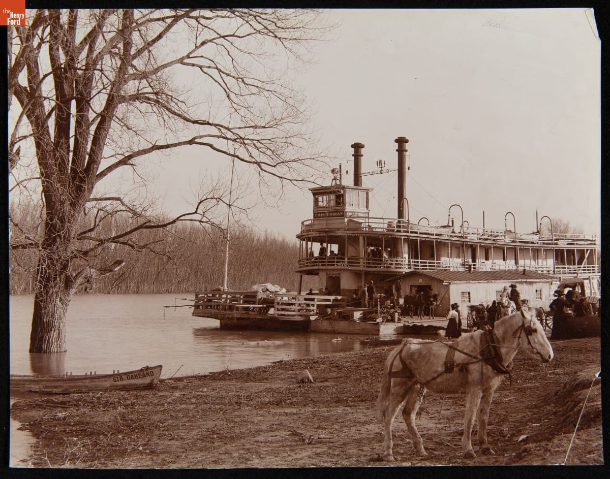 Landing River Packet, "Chas. H. Organ," at Mound City during High Water, Memphis, Tennessee, 1900-1915