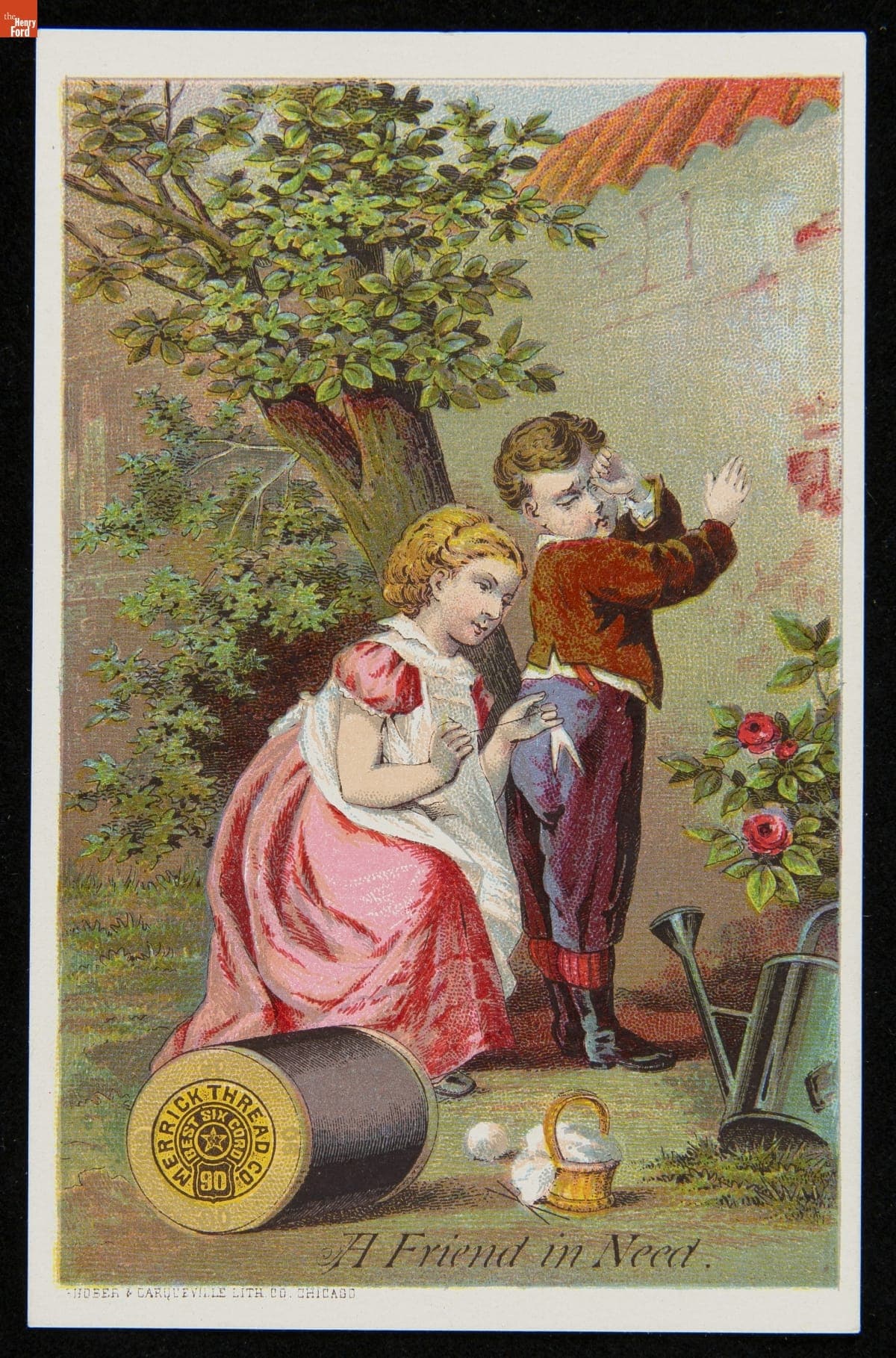 Trade Card for Six Cord Soft Finish Spool Cotton, Merrick Thread Co., 1880-1900