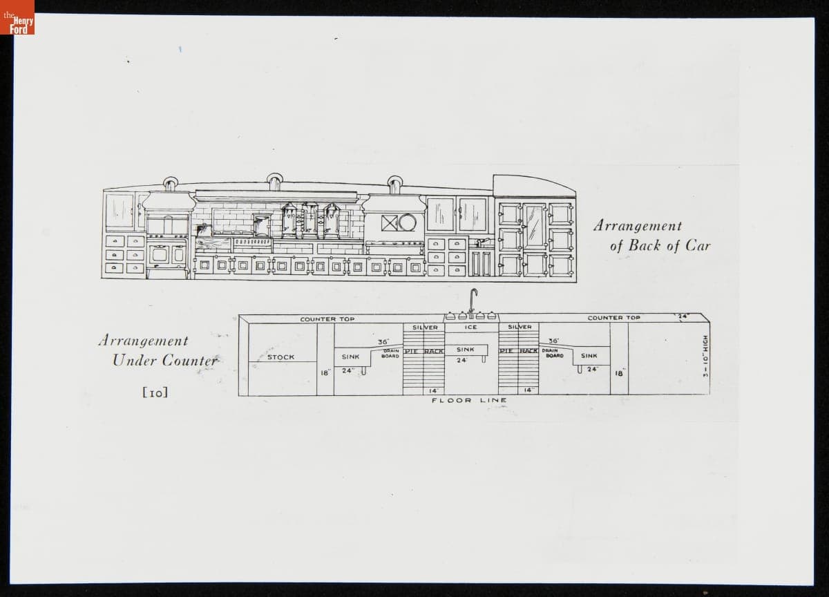 Design Drawing of a Jerry O'Mahony Diner Kitchen Layout, circa 1925