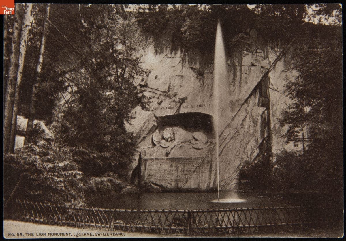 Trade Card for C.I. Hood & Co. with Hood's Photos of the World, "Lion Monument, Lucerne, Switzerland," 1890-1910