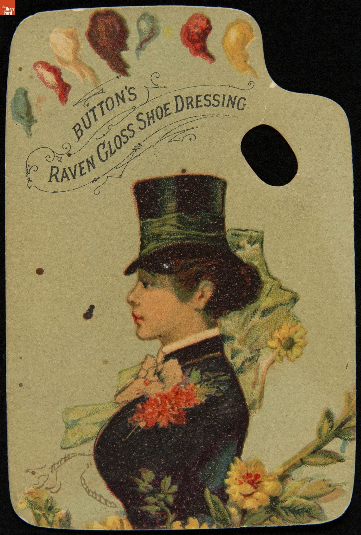 Trade Card for Button's Raven Gloss Shoe Dressing, Button & Ottley Mfg. Co., 1880-1890